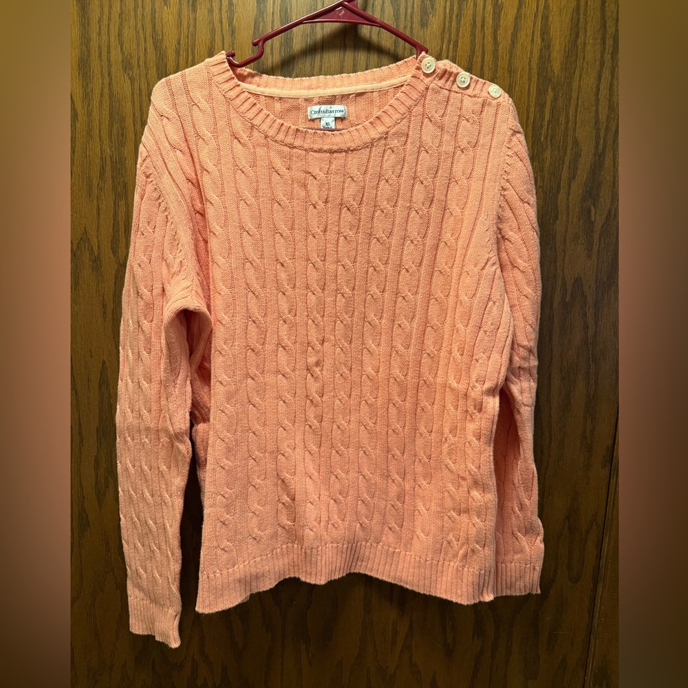 Cable & Gauge Peachy-Pink Button-Shoulder Sweater